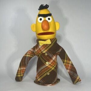 Bert Sesame Street Muppets Vintage 70's Puppet Rubber Plaid Shirt & Bow Tie 15"